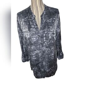 JM Collection Charcoal Textured Button Front  Top Size 18
